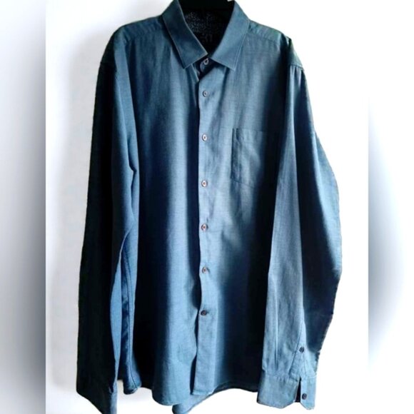 16&17👔Calvin Klein Navy and Simons Grey/Teal Dress Shirts+Tie Gift - Picture 2 of 10